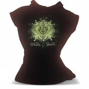 Black Graphic Polo Shirt with Green Design